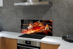 Szklany Panel Smok Zionący Żywym Ogniem