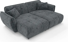 Ciemnoszara sofa z tkaniny szenilowej z szezlongiem 252 cm Nelia Big – Ropez