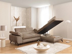 Brązowy sztruksowy narożnik (prawostronny/w kształcie litery L) Marbeya – Ropez