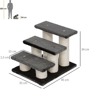 PawHut Drapak Schodki dla Kota Wygodne i Stabilne Szare 45x35x34cm | Aosom PL