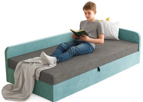 Tapczan młodzieżowy szary + niebieski L7-N52