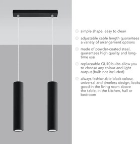 Czarna metalowa lampa wisząca Castro – Sollux