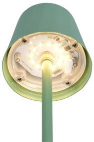 Jasnozielona lampa stołowa LED z metalowym kloszem (wysokość 21 cm) Diaz – Trio