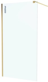 Ścianka prysznicowa Walk-in satynowa matowa prostokątna 8 mm MOLIS Satin Classic MASSI | rożne rozmiary : Kolor profili kabiny - złoty szczotkowany, Szerokość ścianki - 130 cm , Typ montażu - WALK in FIX (Do ściany)