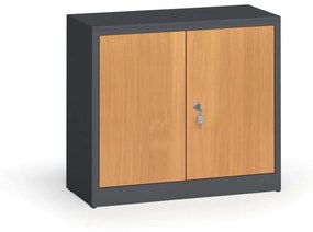 Szafy spawane z laminowanymi drzwiami, 800 x 920 x 400 mm, RAL 7016/buk