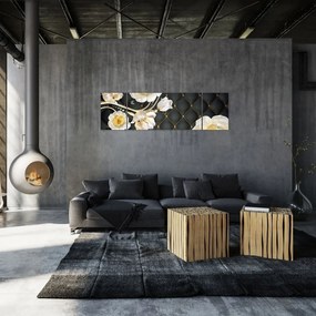 Obraz białych kwiatów róży (170x50 cm)