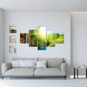 Obraz - wodospady w pralesie (125x70 cm)