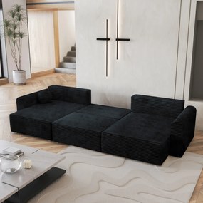 Masseno Narożnik FENTO z funkcją spania i pojemnikiem na pościel Narozniki U, Rozkładana sofa - Czarny, TILIA 100