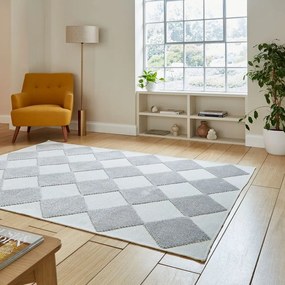 Biało-jasnoszary dywan odpowiedni do prania 200x290 cm Lyna Cream&amp;Grey – Think Rugs