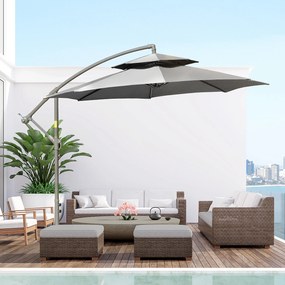 Outsunny Parasol 2,7 m Parasol na wsporniku z podstawą krzyżową Stal na zewnątrz jasnoniebieski
