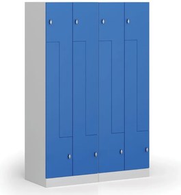 Szafka ubraniowa Z, 4-drzwiowa, 1850 x 600 x 500 mm, demontaż, zamek obrotowy, drzwi ciemnoszare