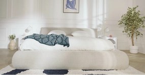 Łóżko ze skrzynią  180 x 200 cm - Tkanina - Beż - MIRSIO