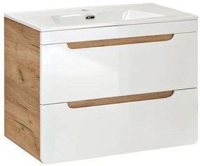 Szafka z umywalką Zeftox 5S z szufladami 80 cm - Biały połysk