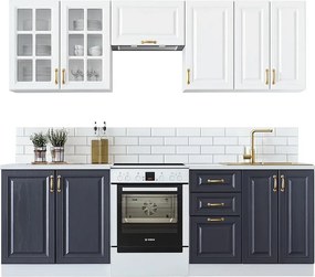 Klasyczne meble kuchenne 240 cm granatowy + biały W1-Z96
