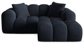 Ciemnoniebieski narożnik z tkaniny szenilowej (prawostronny/z szezlongiem) Treno – Cosmopolitan Design