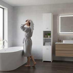Wysoka szafka łazienkowa SILKE, 180×30×30cm, biała Casaria