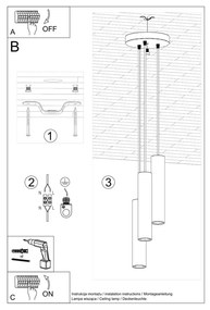 Czarna lampa wisząca ø 6 cm Castro – Nice Lamps