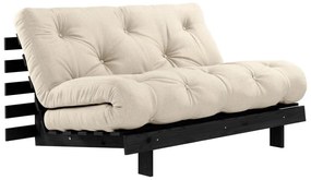 Szarobeżowa lniana rozkładana sofa 140 cm Roots Black Night – Karup Design