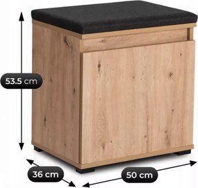 Szafka na buty z siedziskiem Folk – elegancki dąb artisan/grafit, praktyczna i stabilna
