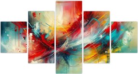 Obraz – Abstrakcja z czerwienią (125x70 cm)