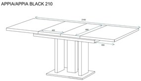 Stół rozkładany APPIA 130(210)x80 kaszmirowy mat/czarny mat ENDO