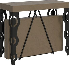 Konsola rozkładana 90x40/196 cm Aceres Small szaro-beżowy rama w kolorze antracytu