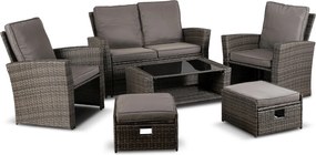 Zestaw mebli ogrodowych technorattan Loren 6-osobowy, kolor szary