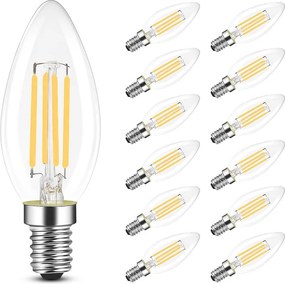 NETTLIFE E14 Żarówka LED, Lampa energooszczędna, 12 szt., 4W 2700K, Ciepła biała żarówka