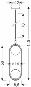 Mosiężna lampa z podwójnymi bursztynowymi kloszami - M081-Indgam