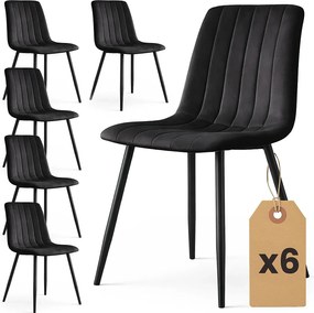 Zestaw 6 czarnych welurowych krzeseł pikowanych C5-A01