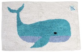 Biało-niebieski dywanik łazienkowy 52,5x83 cm Whale – Rex London