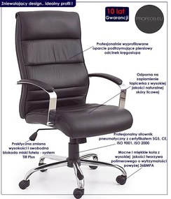 Czarny skórzany fotel gabinetowy - Stellar