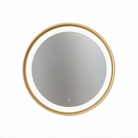 Lustro Mirò LED Ø40 cm, 38W, szczotkowane złoto, sufitowa i ścienna, 3000K, nowoczesny design