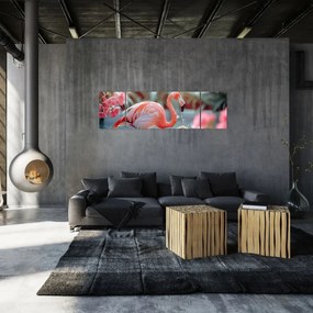Obraz - Flaming w stawie (170x50 cm)
