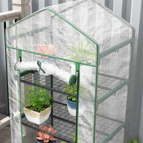 Outsunny Mini-szklarnia na kwiaty lub warzywa, stal, plastik, 69 dł. x 49 szer. x 193 wys. cm, Biała