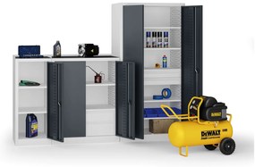 Szafa warsztatowa, 2 półki + 1 szuflada, 1180 × 950 × 500 mm, grafitowe drzwi