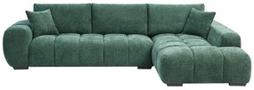Kanapa narożna prawostronna z zieloną teksturowaną tapicerką - BERENIA