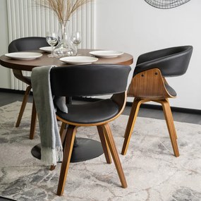 Krzesło Tapicerowane z Drewna Giętego Do Jadalni OHIO Czarne Ekoskóra Nowoczesne Loft