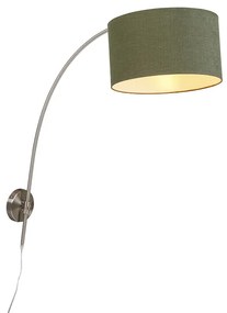 Lampa ścienna łukowa stalowa z kloszem zielonym 35/35/20 regulowana Nowoczesny Oswietlenie wewnetrzne