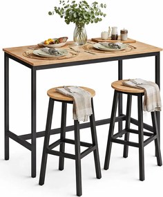 Loftowy stół barowy do kuchni z 2 stołkami dąb sonoma P3-E92