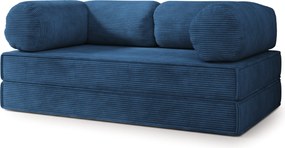 Masseno Sofa piankowa ALVIO z funkcją spania, Kanapa z pianki do salonu, Bezmontażowa, Tkanina sztruksowa – Niebieski POSO 05