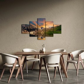 Obraz - Odbicie w górskim jeziorze (125x70 cm)