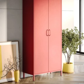 Szafa na ubrania metalowa czerwona FLAVIO, 800 x 1850 x 450 mm