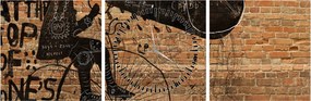 Obraz - Mężczyzna na rowerze w stylu Banksy (z zegarem) (90x30 cm)