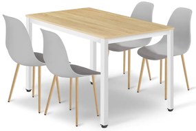 Prostokątny stół z 4 szarymi krzesłami B2-D56