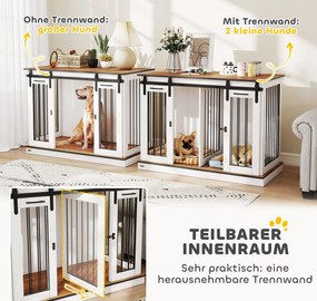 PawHut Klatka dla psa z 2 drzwiami, transporter dla psów, box transportowy dla psów, rustykalny design, zamykana, Biały