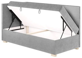 Szare narożne łóżko dziecięce ze schowkiem i materacem 90x200 cm Flexi – Ghado