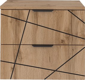 Szafka pod umywalkę nablatową Wood 02, dąb wotan, 60 cm - zestaw 1