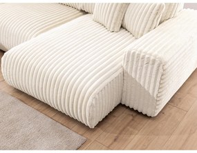 Kremowy sztruksowy narożnik (lewostronny/w kształcie litery U) Justin – Ropez