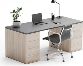 Biurko z przestrzenią do przechowywania BLOCK B03, 180x80 cm, dąb naturalny/grafit